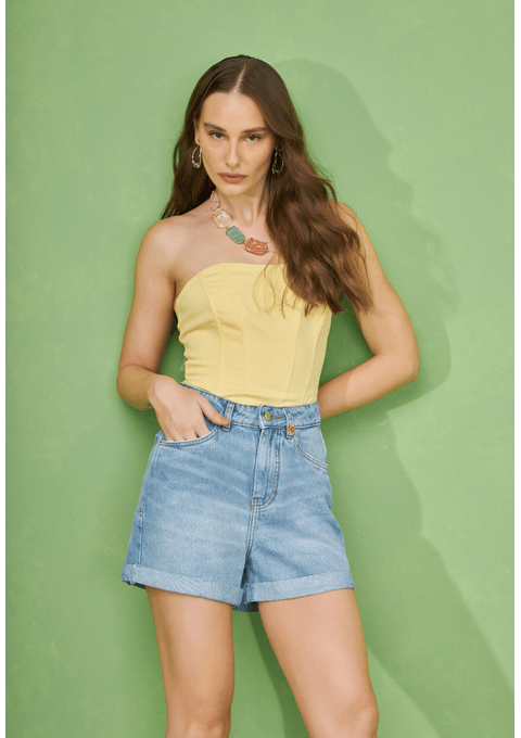 Shorts Jeans Amanda com Barra Dobrada