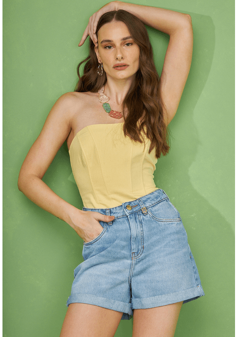 Shorts Jeans Amanda com Barra Dobrada