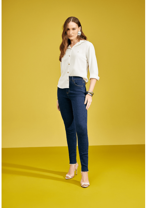 Calça Jeans Skinny com Cintura Alta