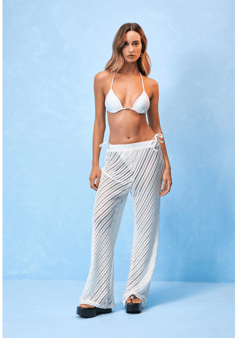 Calça Saída de Praia Lisa com Transparência