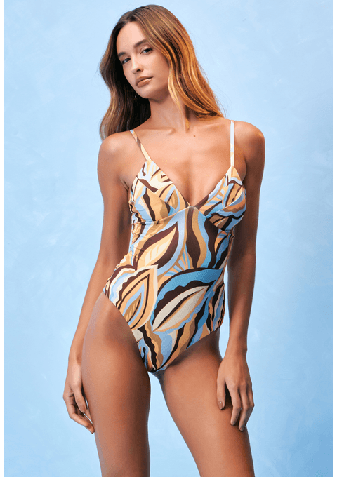 Maiô Estampado Com Recorte Discreto