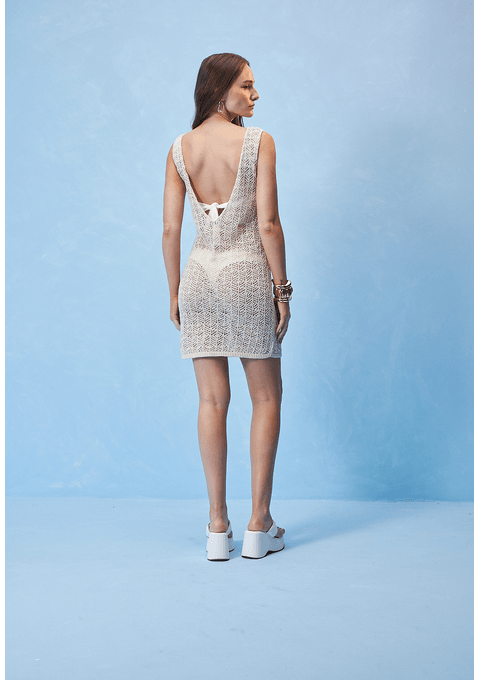 Vestido Saída de Praia Tricot com Transparência