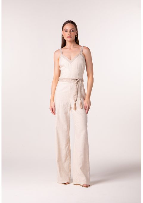 Macacão Liso Bicolor com Cinto