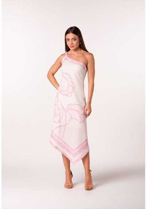 Vestido Midi Assimétrico Um Ombro Só