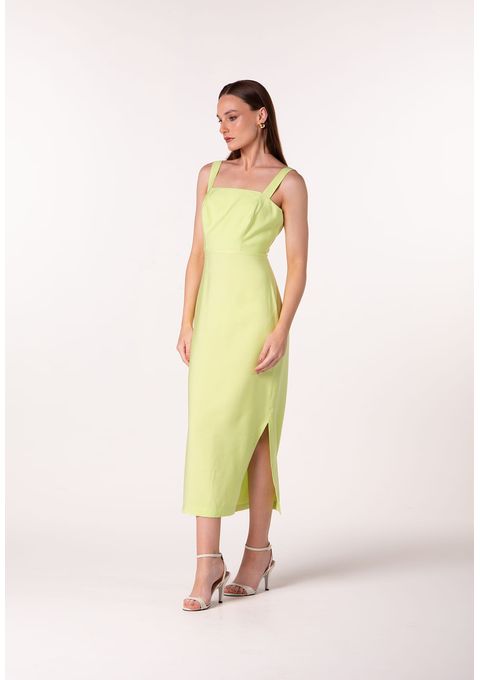 Vestido Midi Acinturado de Alças