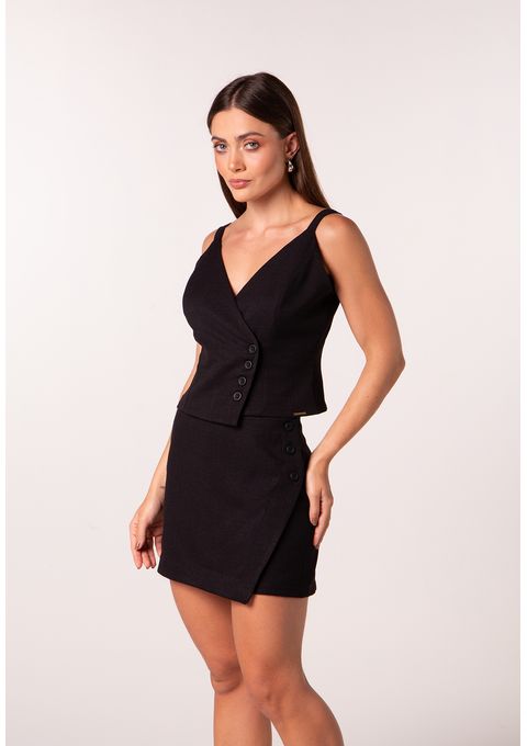 Blusa Transpassada com Botões