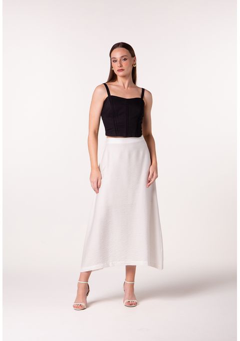 Saia Midi Preta com Caimento Leve