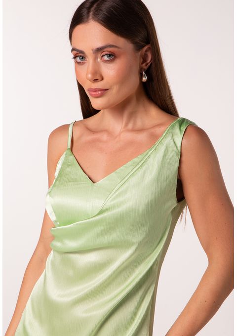 Vestido Acetinado de Alças Assimétricas