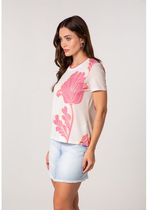 T-Shirt Estampada Gola Redonda