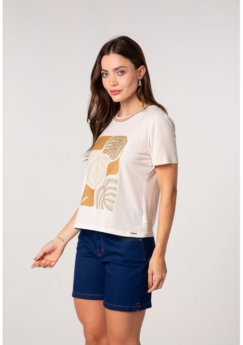 T-shirt Estampada Folhagem Tropical