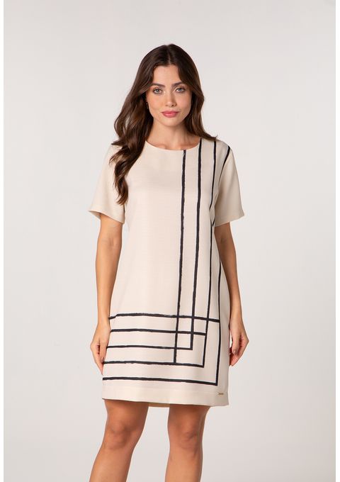 T-Dress com Estampa Geométrica Localizada