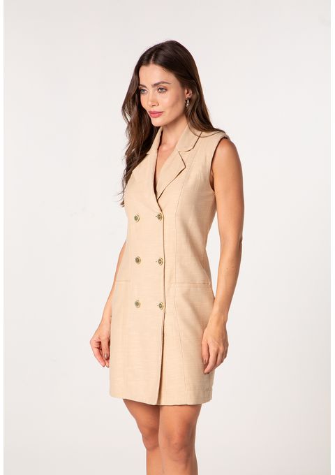 Vestido Curto Alfaiatado com Lapela e Botões
