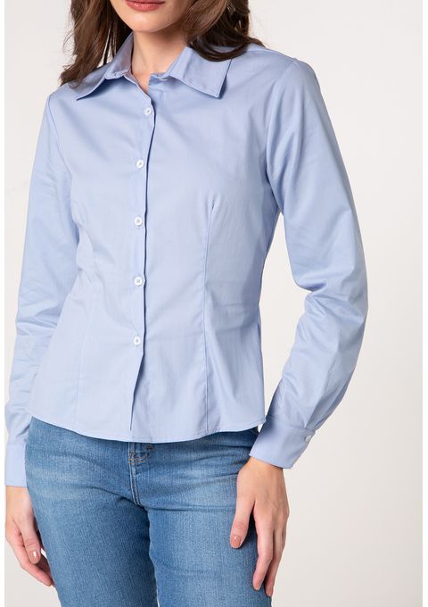 Camisa com Gola Tradicional e Manga Longa