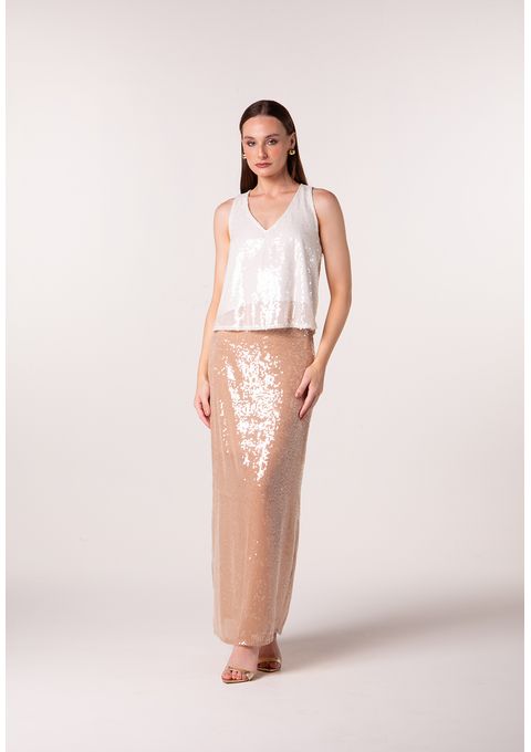 Saia Longa de Paetês com Modelagem Reta