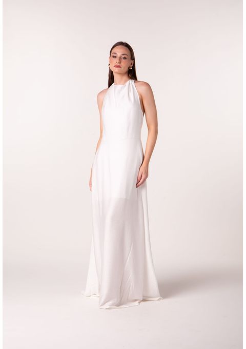 Vestido Longo com Gola Alta