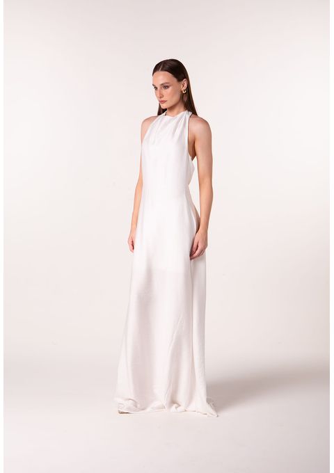 Vestido Longo com Gola Alta