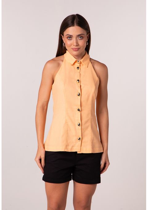 Blusa Sem Mangas e Abotoamento Frontal