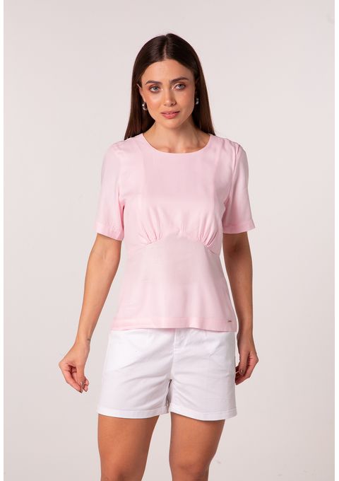 Blusa de Manga Curta com Recorte no Busto