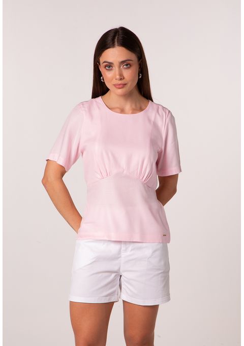 Blusa de Manga Curta com Recorte no Busto