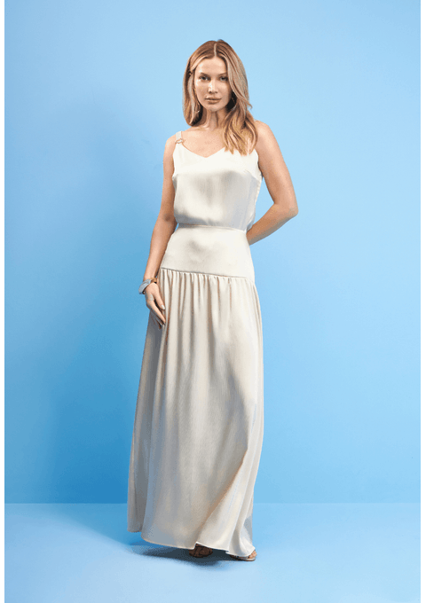 Saia Longa com Modelagem Reta e Cintura Marcada