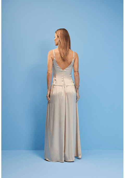 Saia Longa com Modelagem Reta e Cintura Marcada