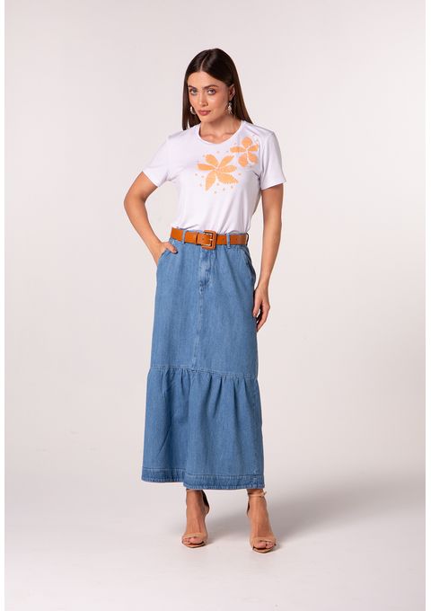 T-Shirt com Estampa De Folhas