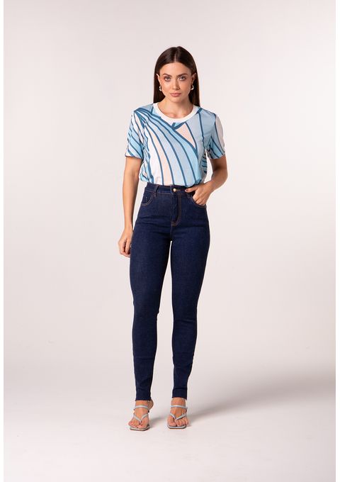 Calça Jeans Skinny com Cintura Alta