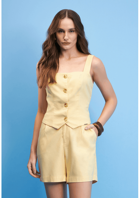 Conjunto Com Blusa De Botões E Shorts