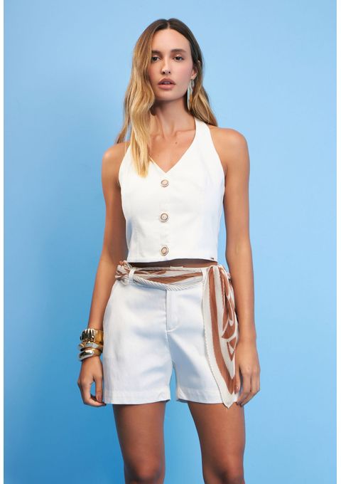 Top Liso Com Botões Frontais