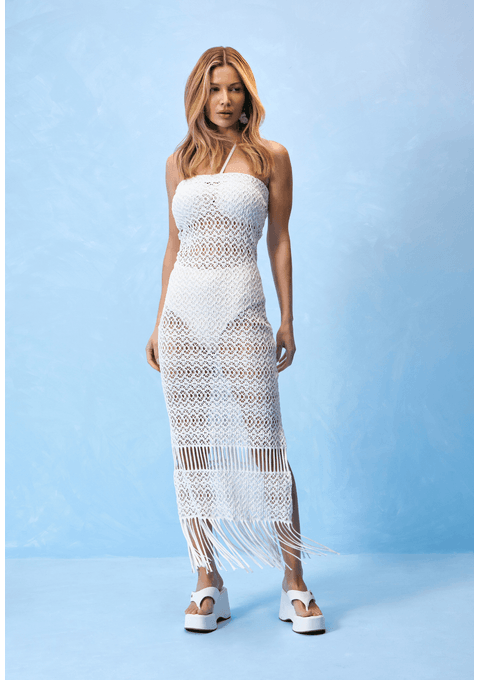 Trio Vestido Midi com Tomara que Caia