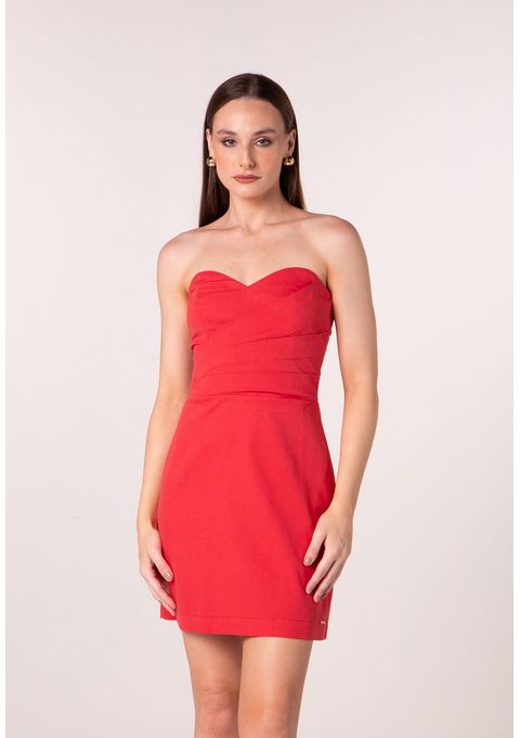 Vestido Curto Justo com Recorte no Busto