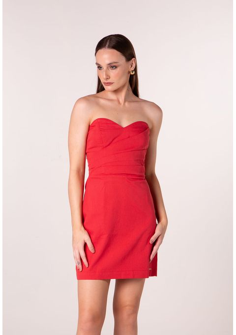 Vestido Curto Justo com Recorte no Busto