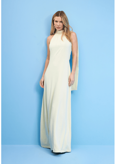 Vestido Longo Halter Com Amarração