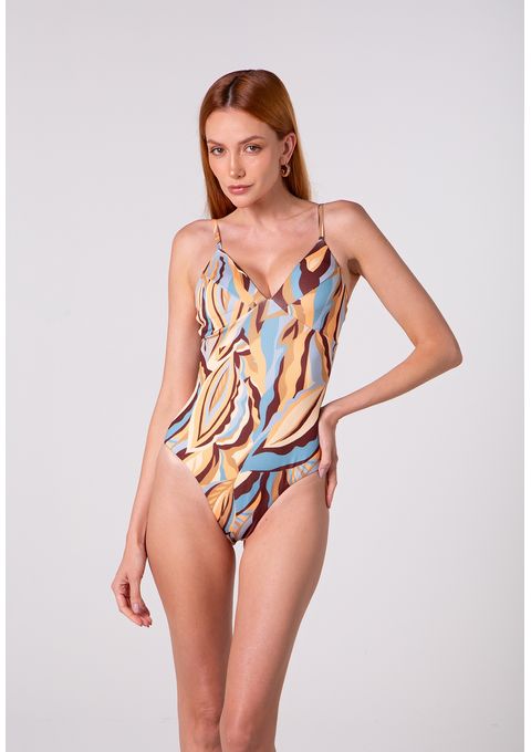 Maiô Estampado Com Recorte Discreto