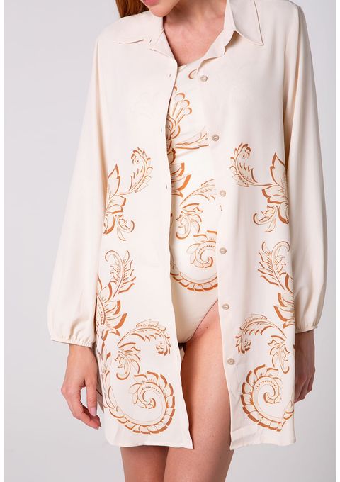 Camisa Saída de Praia com Estampa Floral