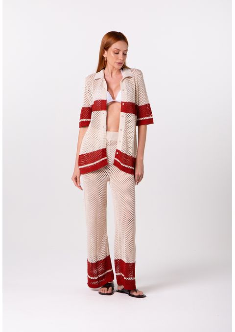 Camisa Saída de Praia em Tricô Vazado