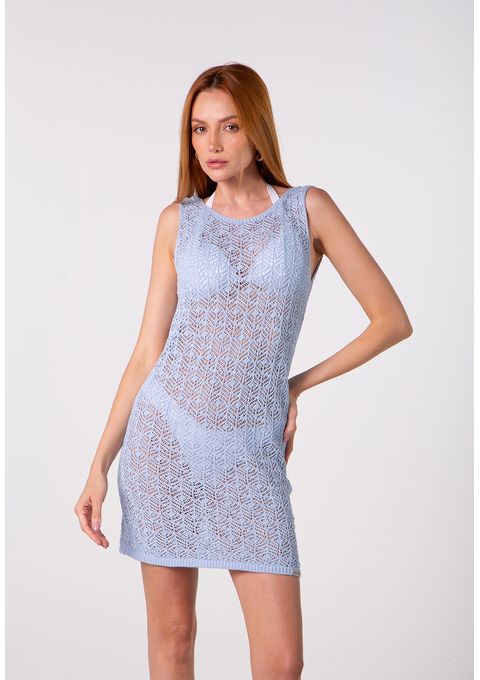 Vestido Saída de Praia Tricot com Transparência