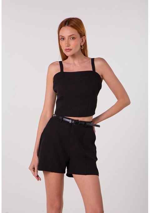 Conjunto Top E Bermuda De Alfaiataria Bana Bana