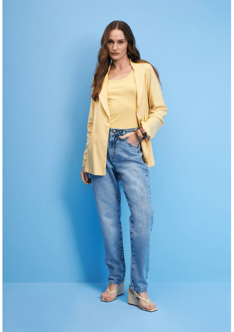 Calça Jeans Mom com Lavagem Vintage