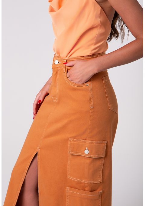 Saia Amanda Com Pesponto Contraste