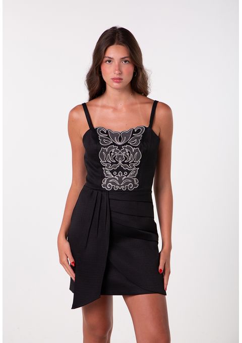 Vestido Curto Bordado Bana Bana