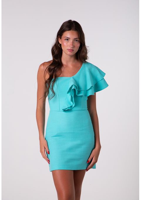 Vestido Liso Curto Com Babado Bana Bana