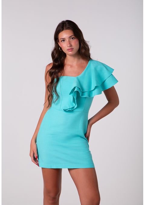 Vestido Liso Curto Com Babado Bana Bana