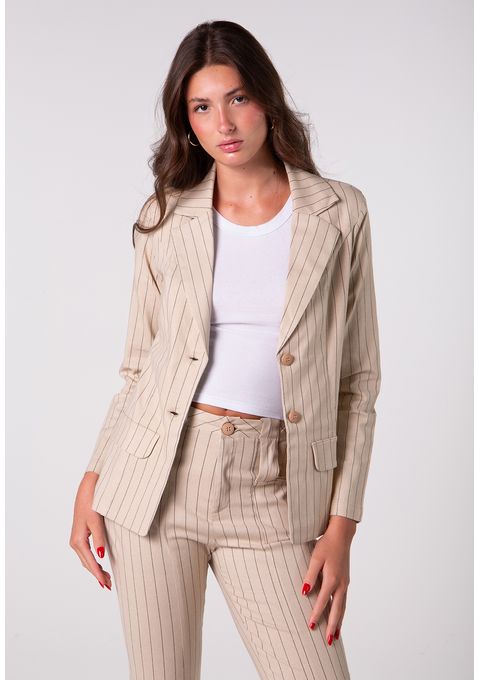 Blazer Longo Risca De Giz Bana Bana