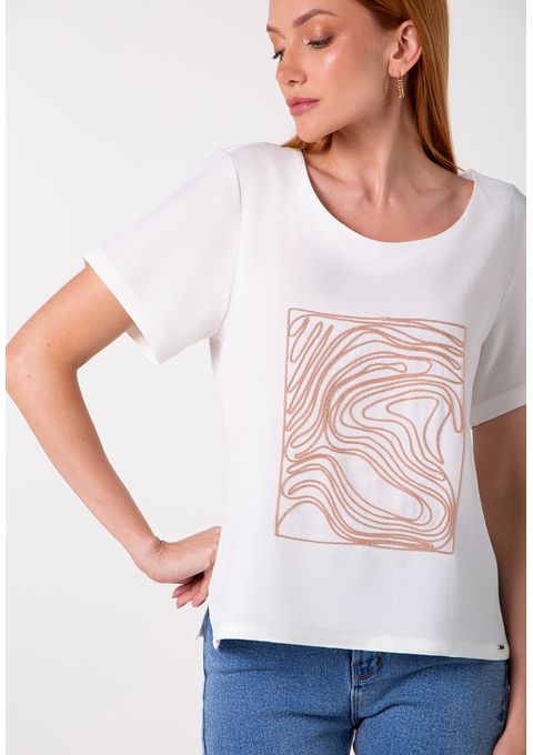 T-Shirt Bordada Com Cordão Bana Bana