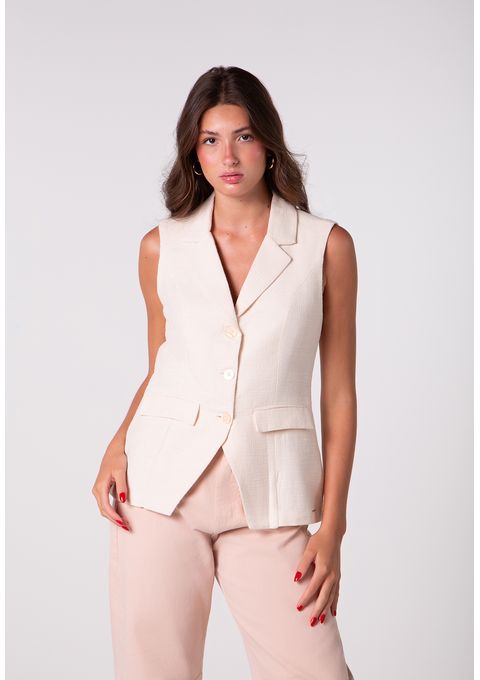 Colete Alongado com Bolsos Frontais