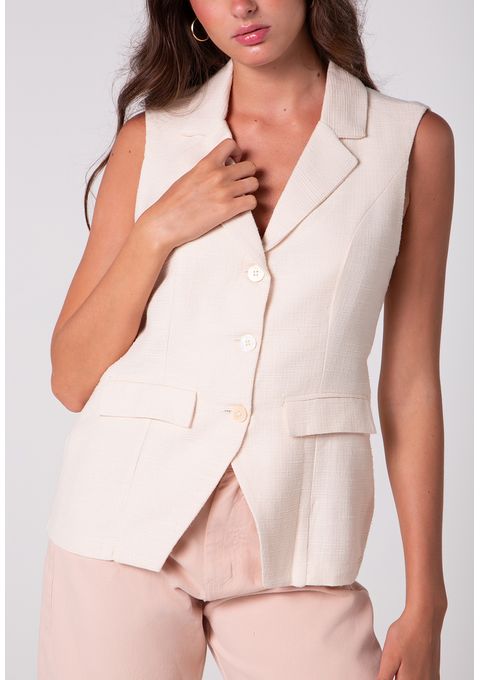 Colete Alongado com Bolsos Frontais